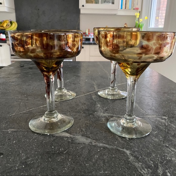 Vintage Other - Vintage Tortoiseshell Coup Glasses Set of 4
